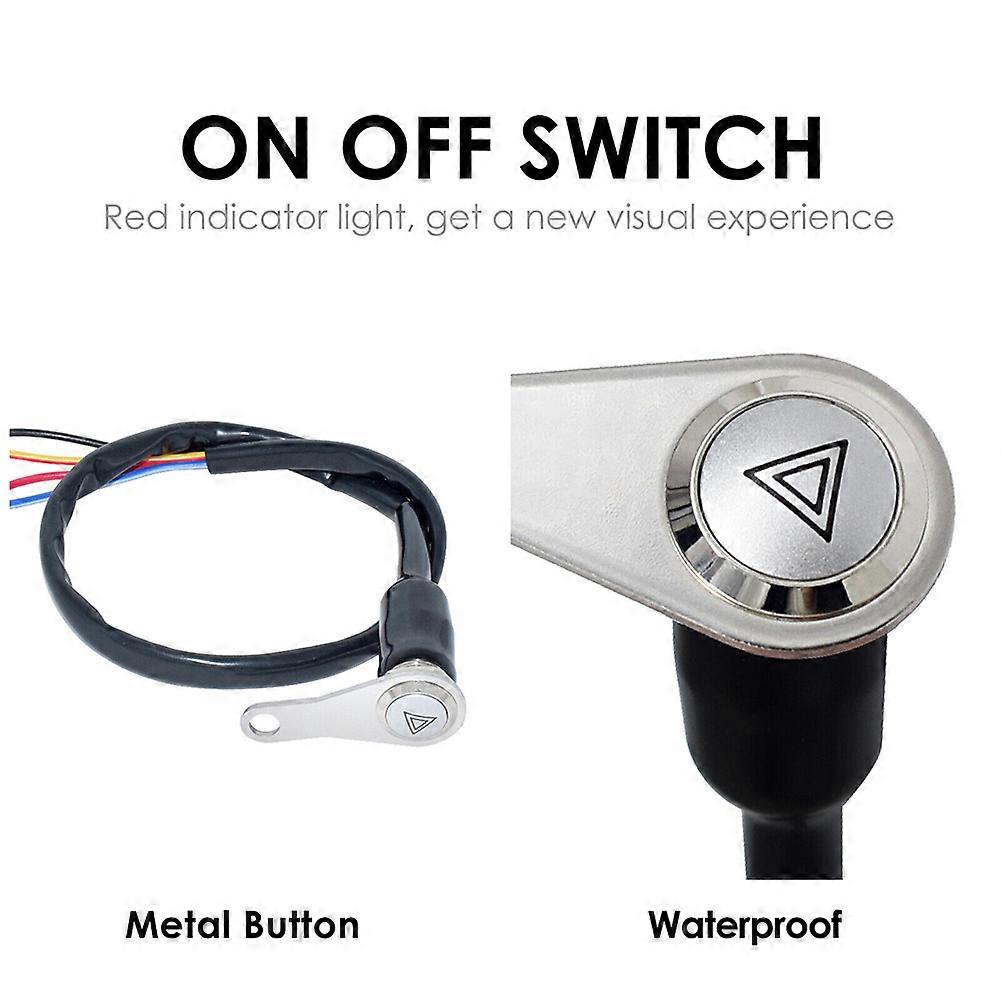 Motorcycle Switch ON+OFF 50cm Self-Locking Metal Push Button Switch With Light Ring LED Red Motorbike Handlebar Accessories