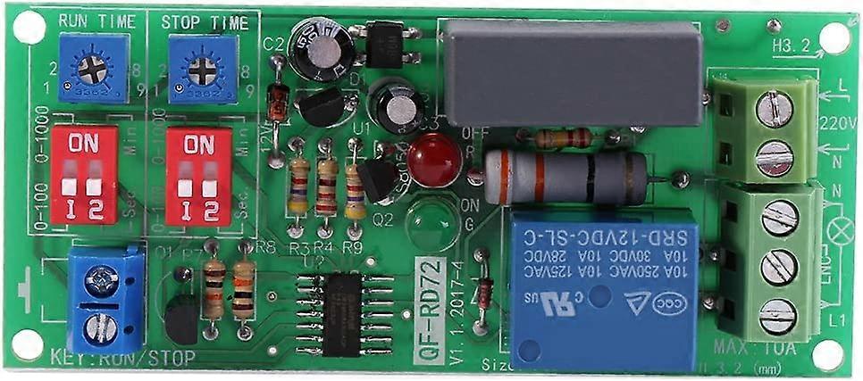 1pc AC100V-250V Infinite Cycle Timer Module, ON/OFF Delay Relay, RD72-A Adjustable Time Switch Module, Timer Relay Module,2024 Ping