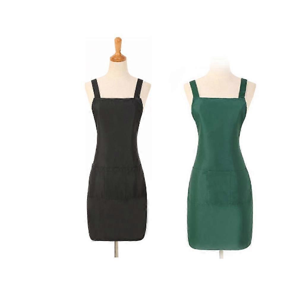 2pcs Adjustable Bib with 2 Pockets - Extra Long Lace Adjustable Neck Strap (BlackGreen),2024 Ping