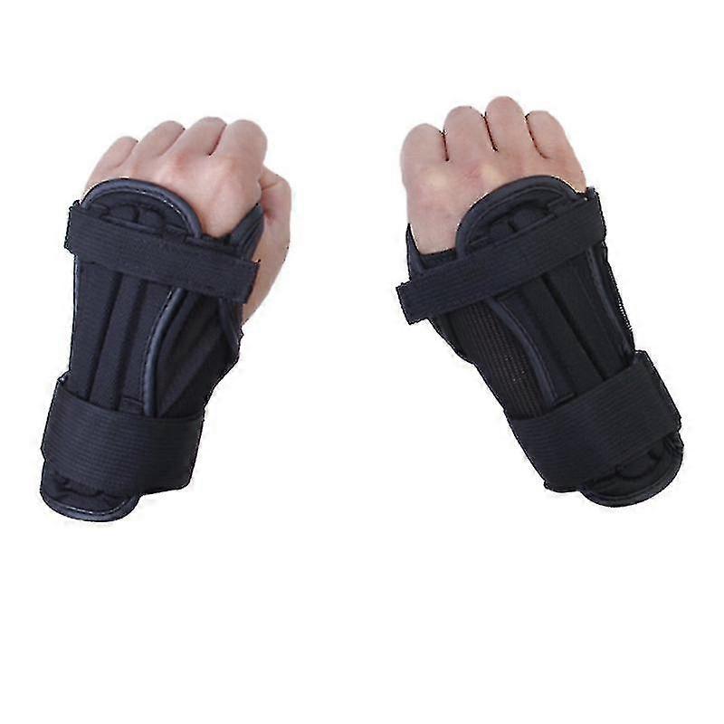 A Pair Of Durable Adjustable Kids Snowboard Ski Skiing Protective Glove Wrist Support Guards Pads - Size S (black)