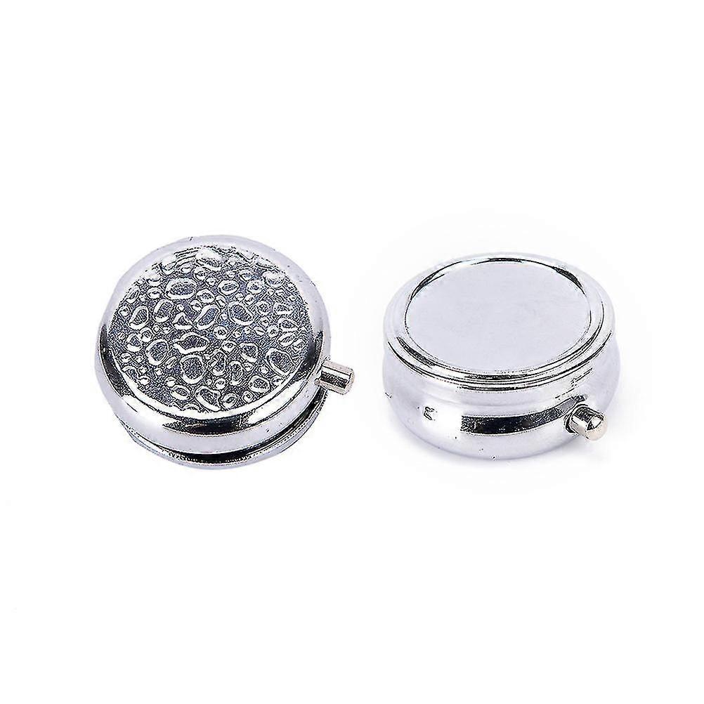 1pcs Metal Round Silver Small Cases Tablet Pill Boxes Holder Effective Use Of Space Advantageous Container Medicine Case