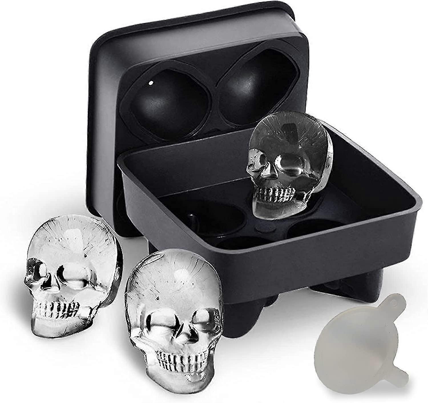 3d Skull Ice Cube Tray, Acsergery Silicone Ice Cube Moulds Easy Release, Acsergery Black Ice Cube Gift