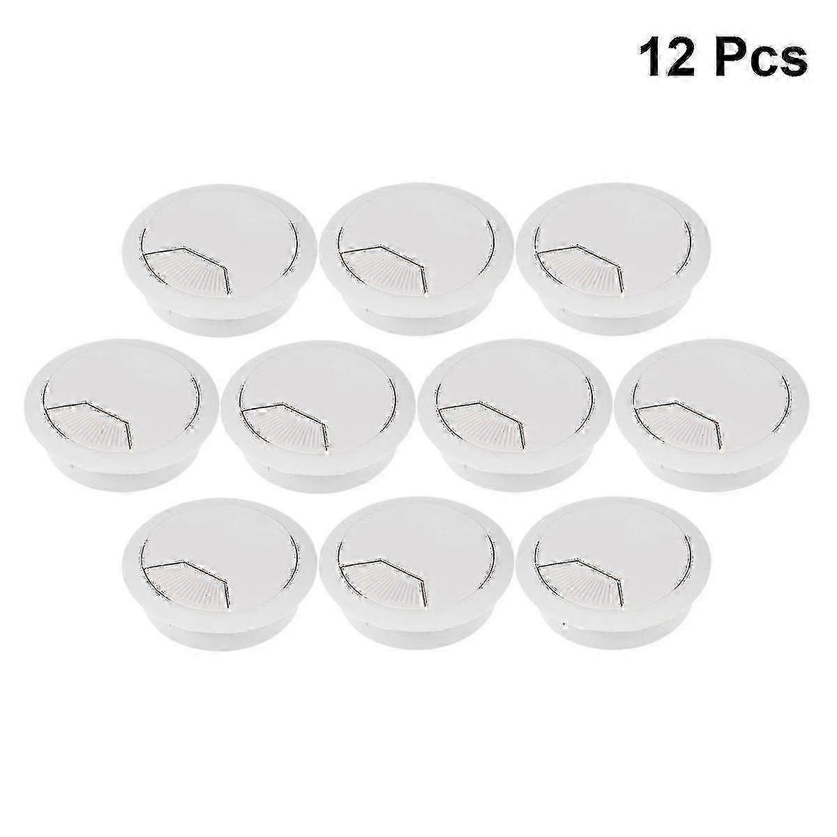 12pcs Office Pc Computer Desk Grommet Cable Hole Cover 50mm Diameter (grey White)