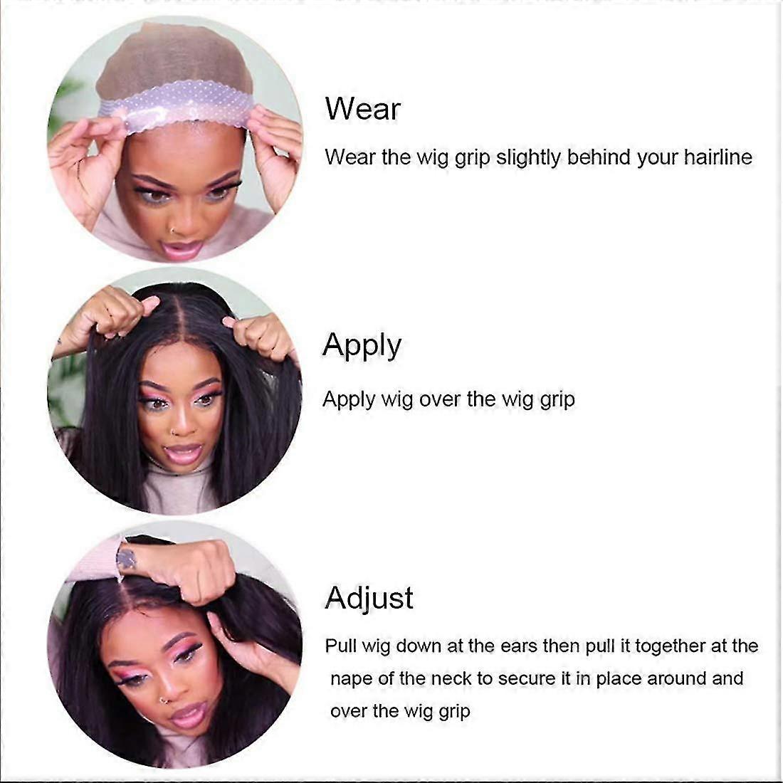 Wig Grip Band Non Slip Transparent Silicone Wig Fix Silicone Wig Grip Natural Grip Headbands For Women Comfort Elastic Wig Grip Cap (2 Packs, Pink)