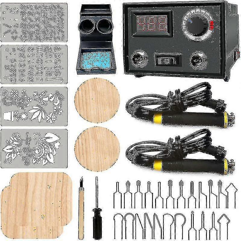 Pyrography Wood Burning Kit Wood Burner Tool Dual Pen 60w Upgraded Adjustable Pyrography Machine