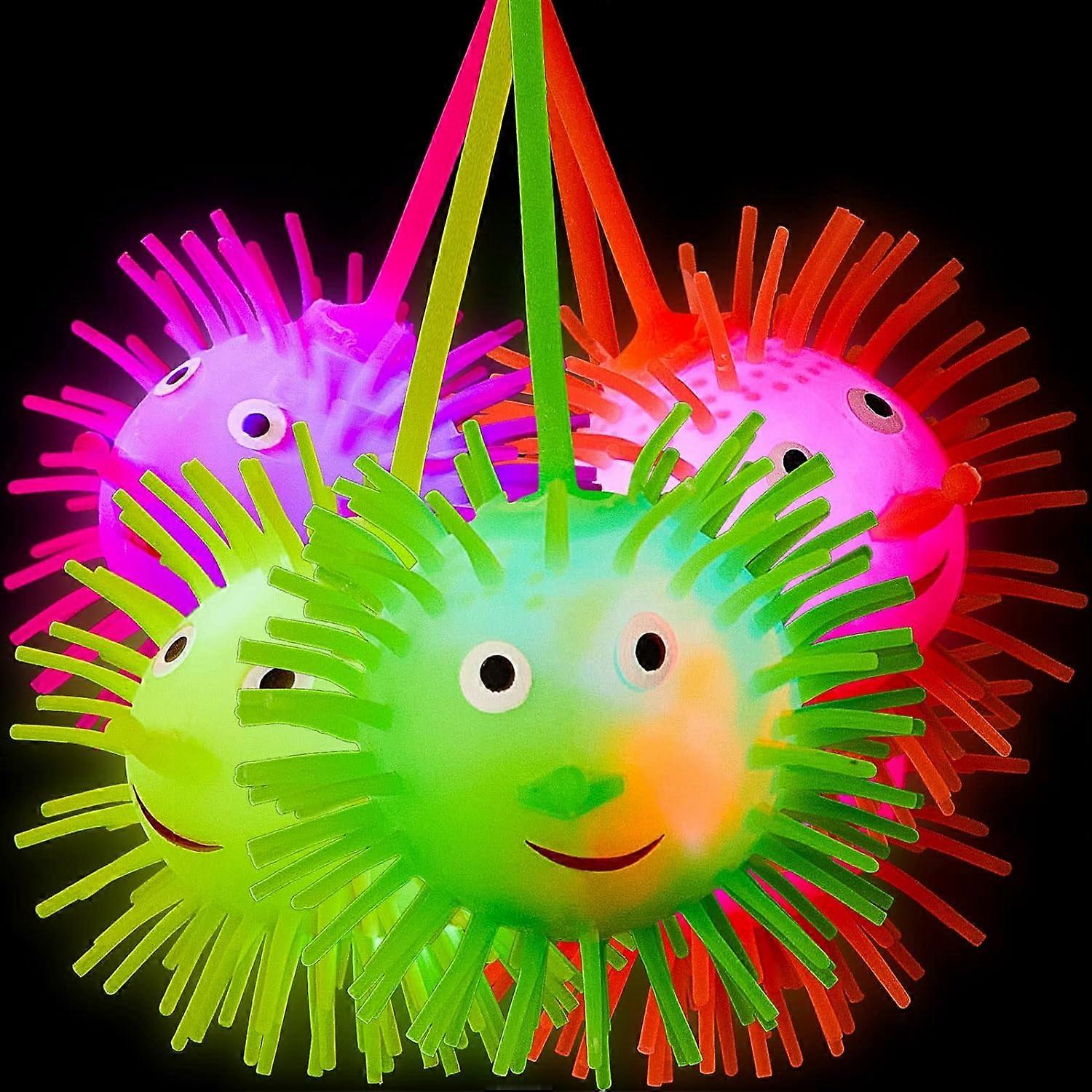 LED Puffer Ball Glowing Puffer Balls Multi-Color Flashing Puffer Assorted Colors Light Up Puffer Mouse Responsive Ball for Boys&Girls Party Favor Goo