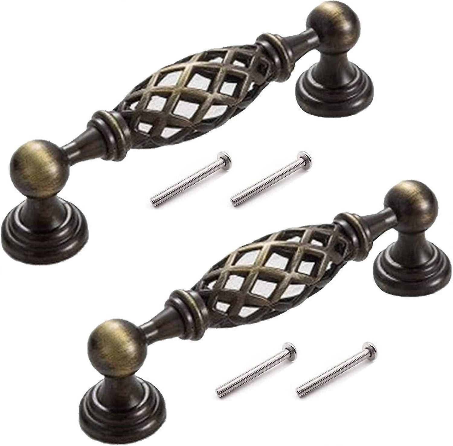 Set Of 2 Bronze Ring Drawer Handles Vintage Decorative Handles Antique Floral Knob With Screws