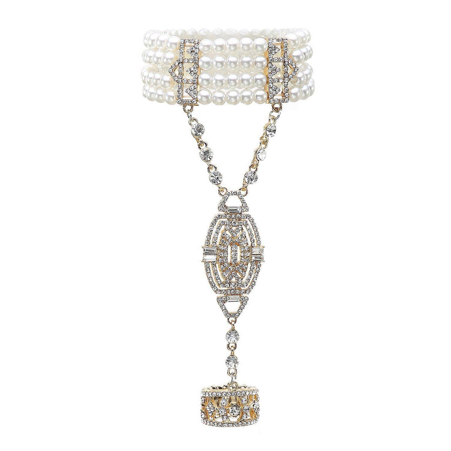 Manmade Pearl Rhinestone Bracelet