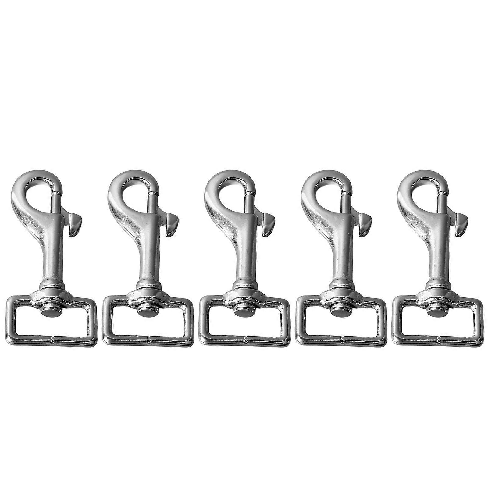 5PCS 27mm Square Tail Snap Hooks 360 Degree Rotating Hook 316 Stainless Steel Spring Shackles for Belt Dog Leash