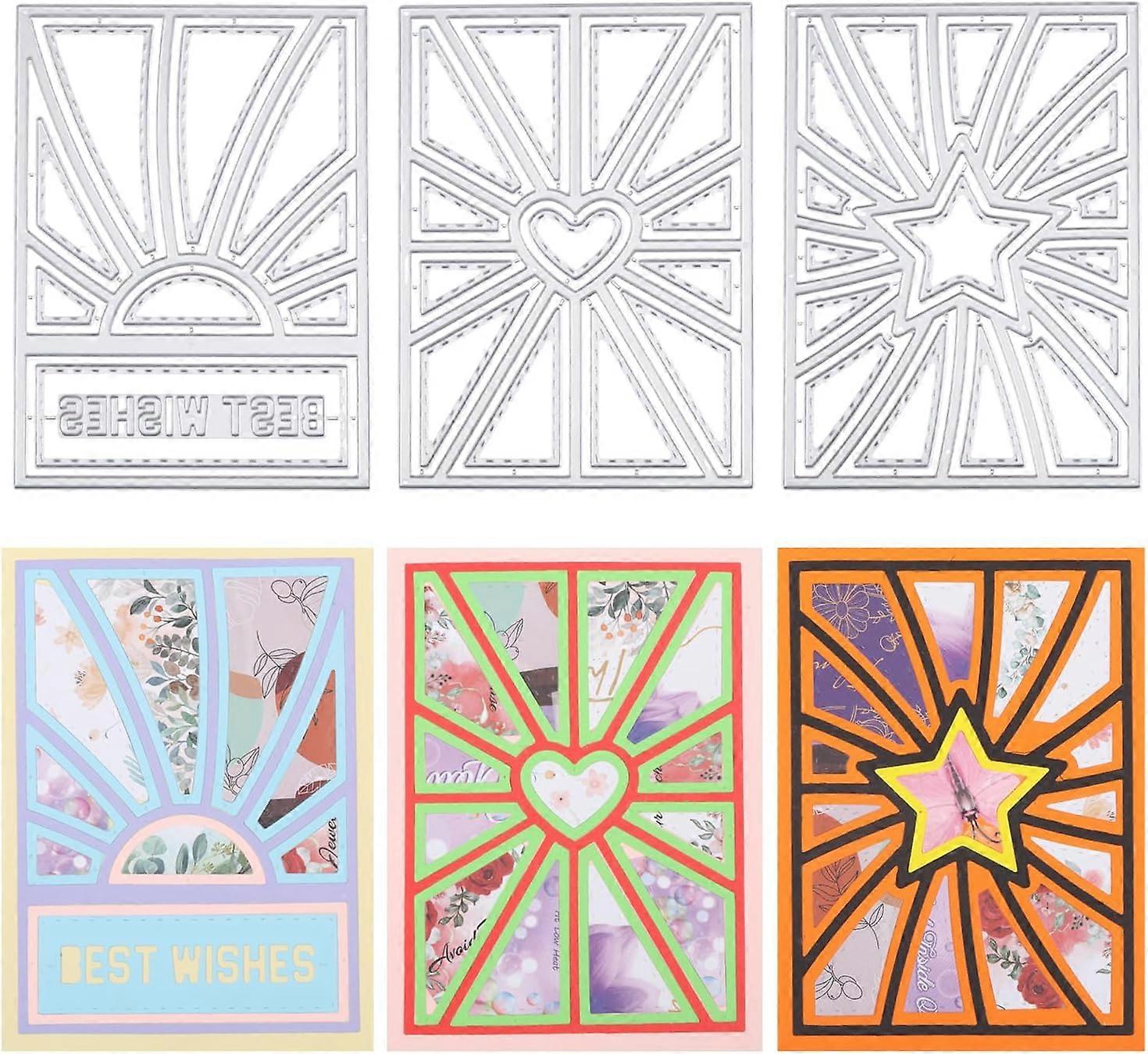 3Pcs Line Background Cutting Dies for Card Making Rectangle Grid Frame Metal Die Cuts Cutting Dies Template DIY Scrapbooking Embossing Paper Album Cra