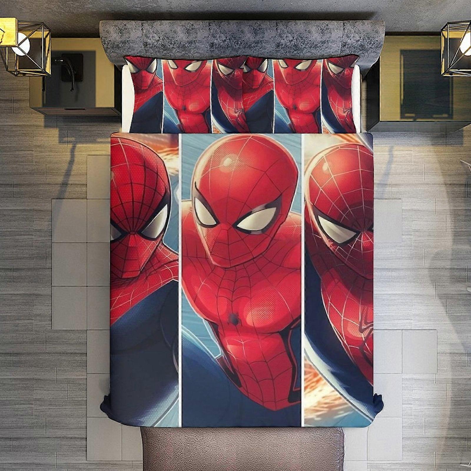 v781  Bed Sheets Bedding Spider-Man 3 Piece Sets Full/Queen Size - Reversible Microfiber Quilts with 2 Shams Soft Lightweight Bedspread Coverlet Comfo