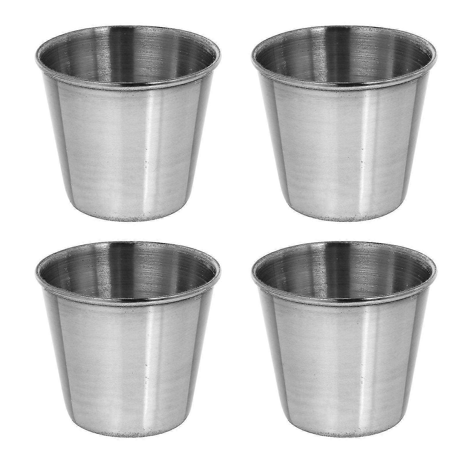 4pcs Stainless Steel Water Cups Rustproof 50ml Multi-function Coffee Cups (silver)