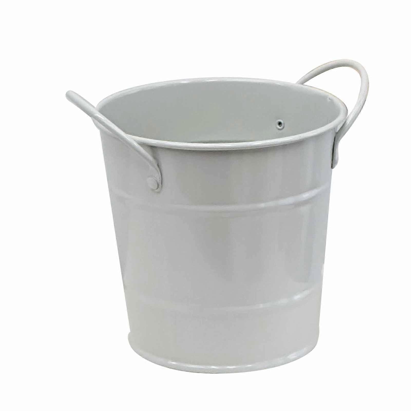 حامل قلم رصاص سطح المكتب حامل حديدي فن لطيف دلو الشكل متعدد الوظائف قلم رصاص منظم ماكياج حامل فرشاة أبيض