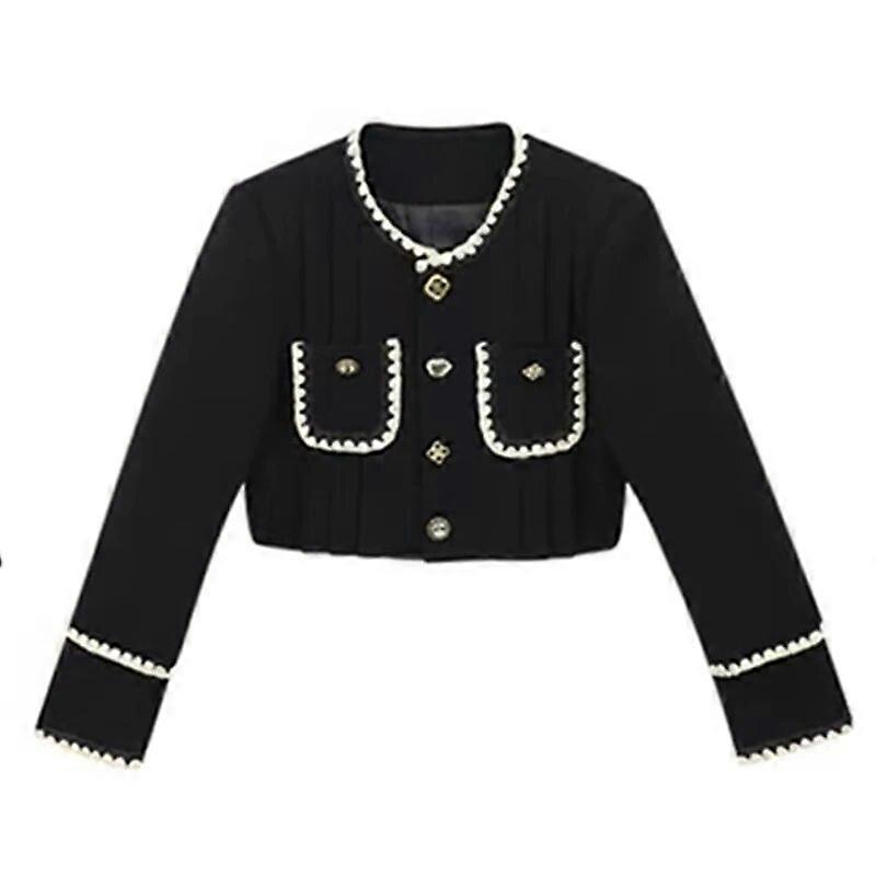 Redkid Autumn Elegant Two Piece Skirt Set Women Casual Button Crop Coat Tops Mini Skirt Suit Female