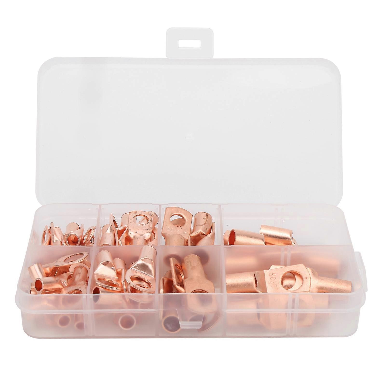 60Pcs Copper Ring Lug Terminals Electrical Wire Cable Crimp Connector SC6-SC25 Set