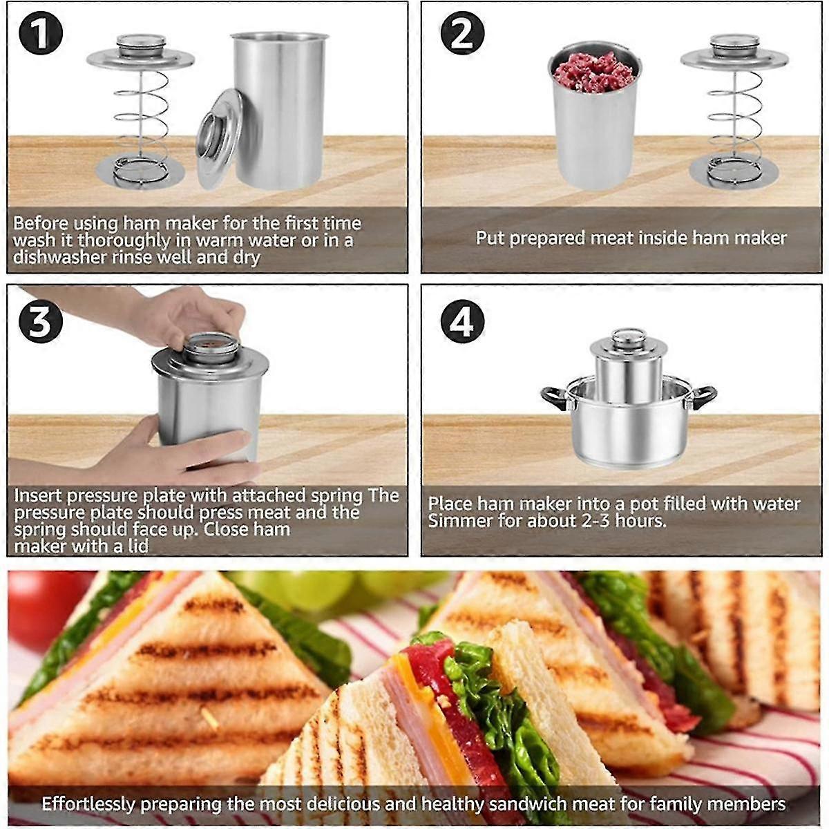 Ham Maker Pressa Cucina Con Termometro Stampo Pressa Per Carne Di Forma Rotonda Per Carne Di Maiale Frutti Di Mare Manzo Pesce Pollame