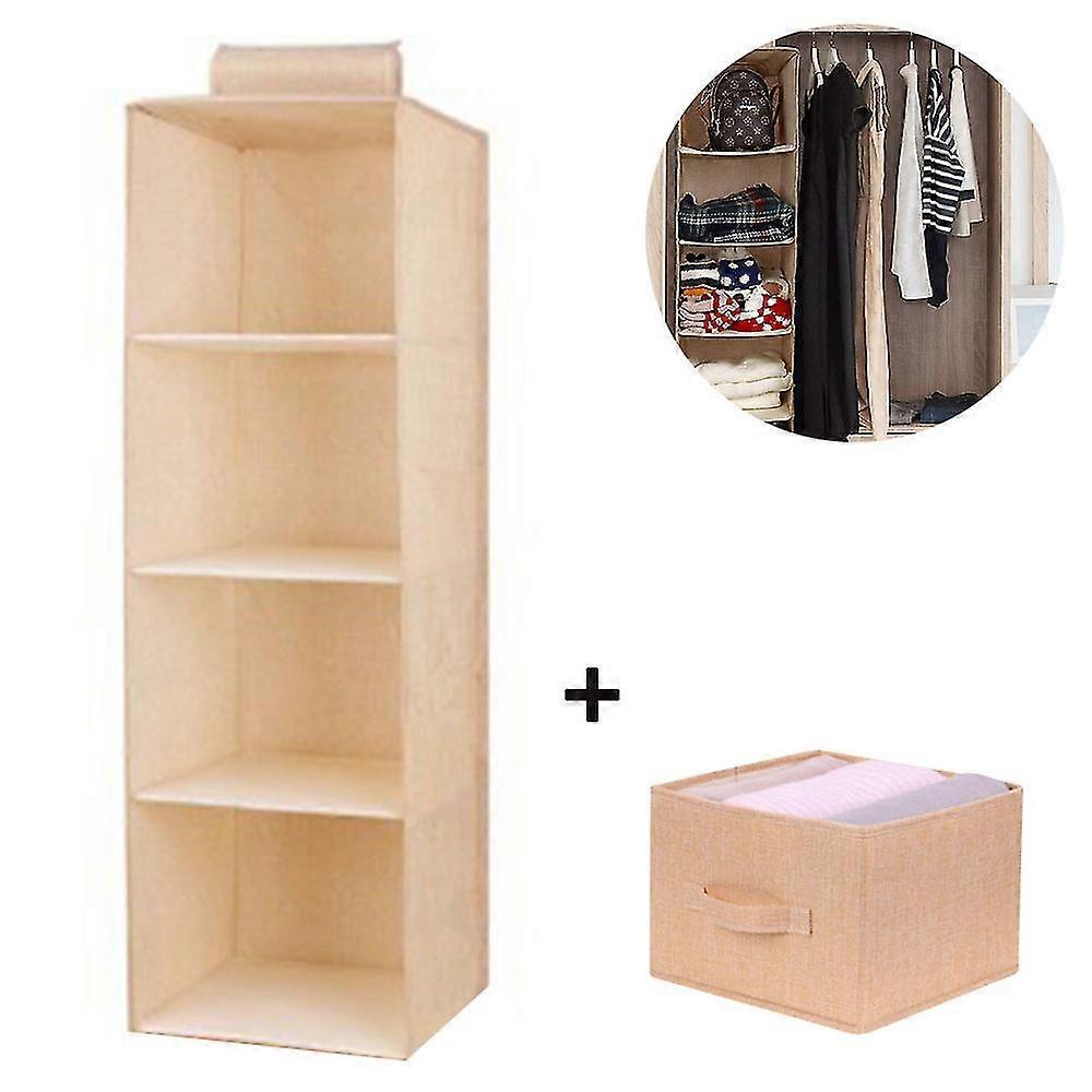 Hanging Storage  4 Layers Box Hanging Shelf Foldable Hanging Organizer, Wardrobe