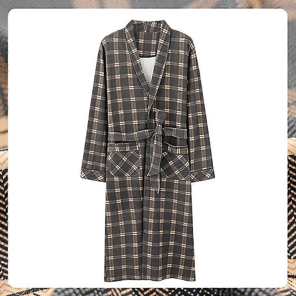 الخريف الشتاء القطن Bathrobe الرجال 4xl الحجم الكبير أزياء منقوشة S