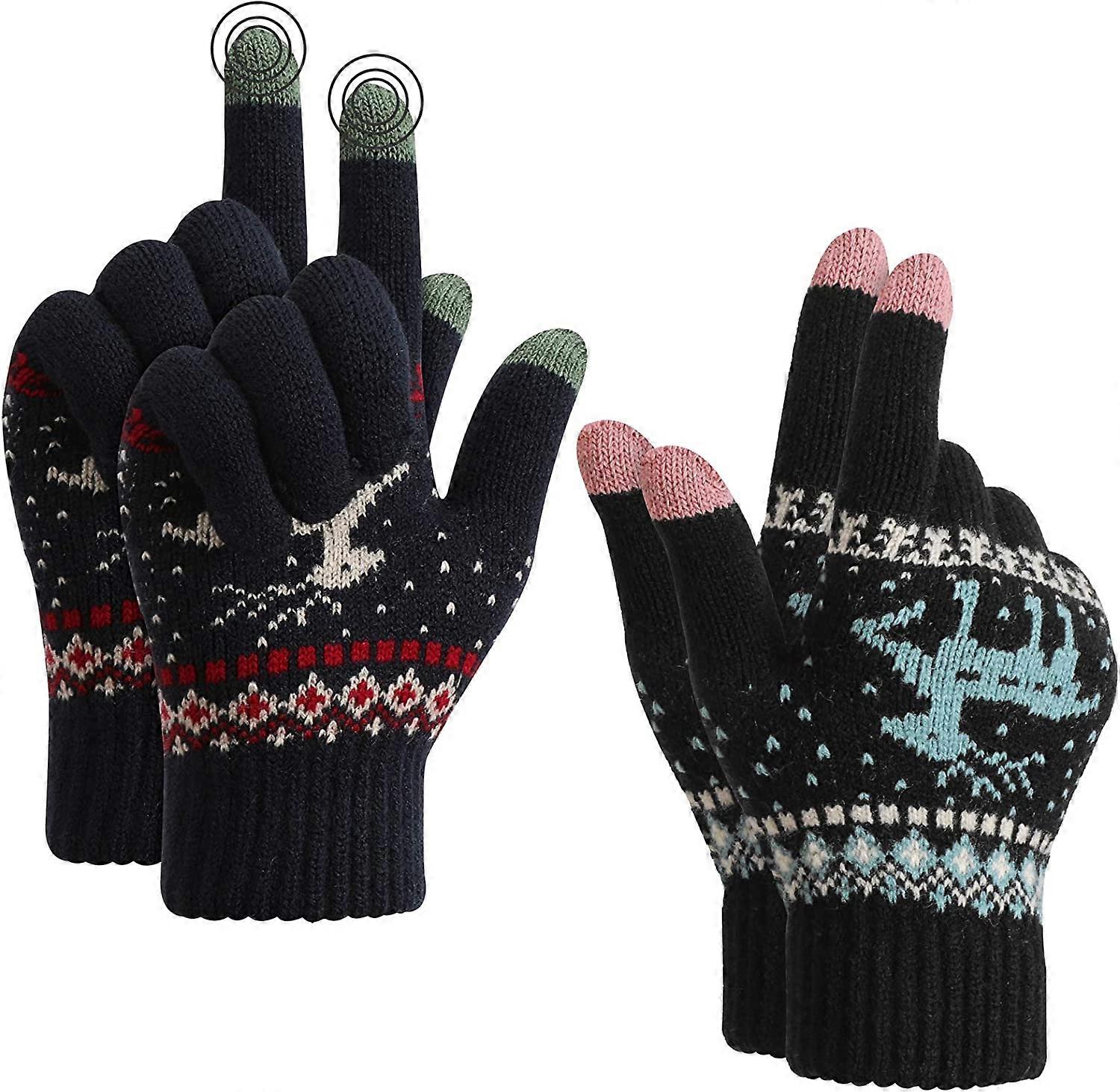 Winter Knitted Warm Gloves Unisex Touch Screen, Thermal Elastic Fleece, Warm Work Running Gloves for Men and Women, for Running Skiing Cycling Hiking