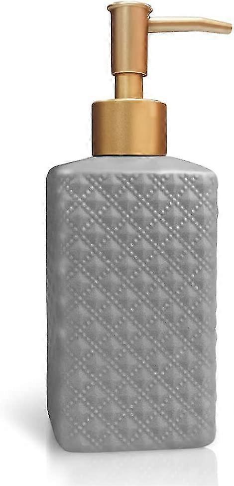 Gold Ceramic Soap Dispenser, Vintage Embossed Design, Gray