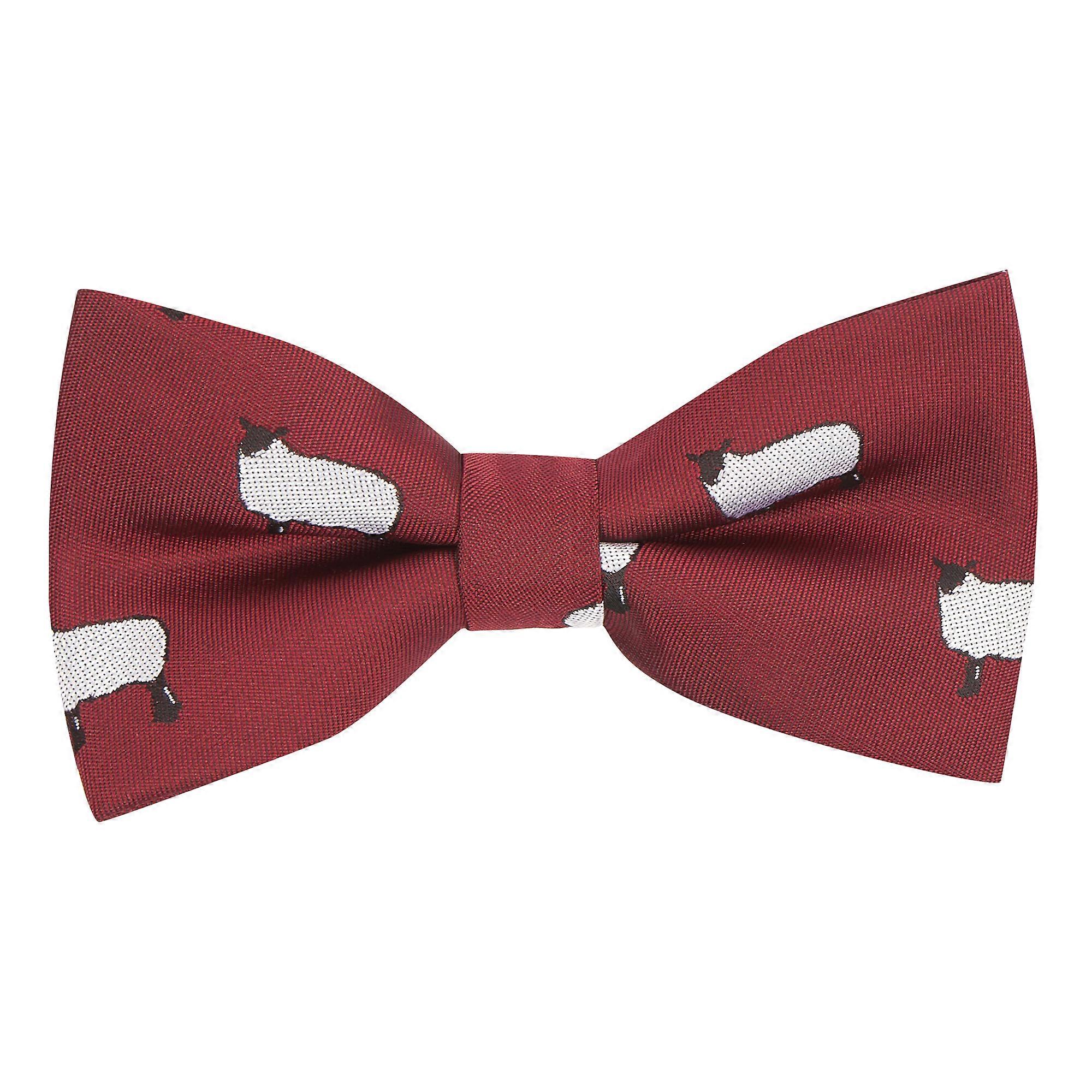 Burgundy Red Sheep Embroidered Bow Tie