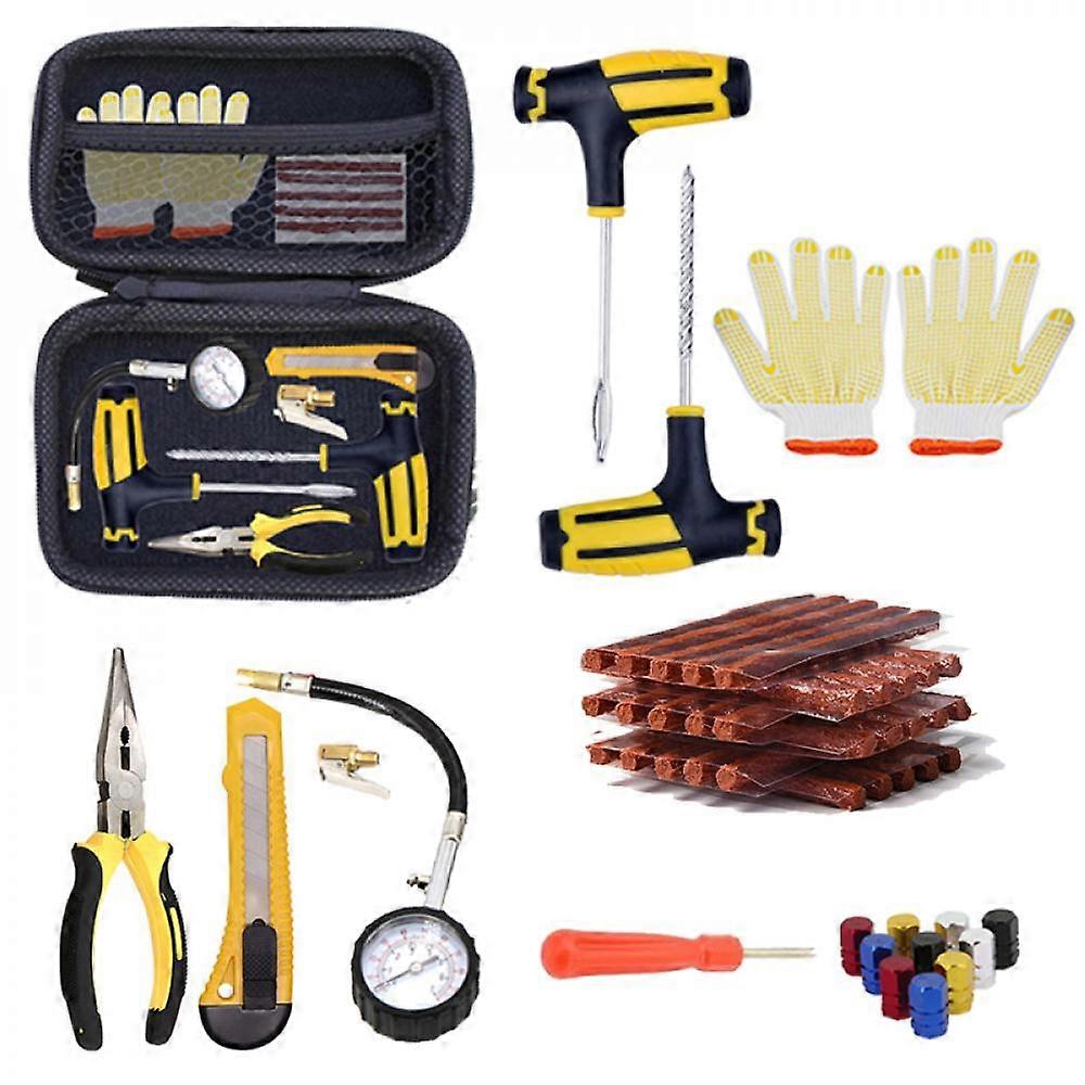 Kit de reparare a anvelopelor auto Instrumente pentru dopuri de perforare Urgență pentru perforarea anvelopelor pentru benzi de anvelope Amestecarea lipiciului Kit de instrumente pentru repararea accesoriilor auto OXP