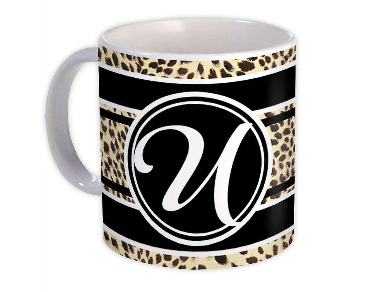 Geschenk Mok: Monogram Letter U Cheetah