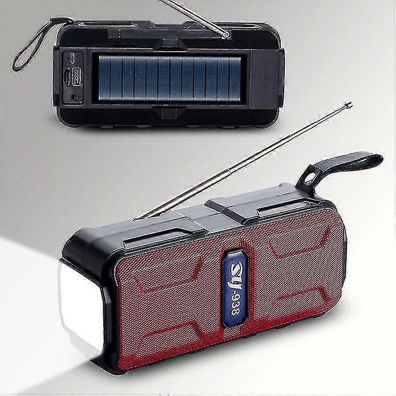 Red Outdoor Flashlight 5.1 Radio Solar Bluetooth Audio Light Multi-function Card Speaker