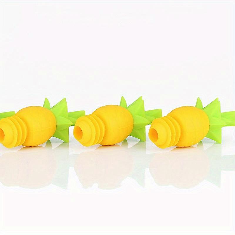 3-Piece Pineapple-Shaped Silicone Wine Bottle Stoppers - Creative Fruit Design, Reusable & Durable