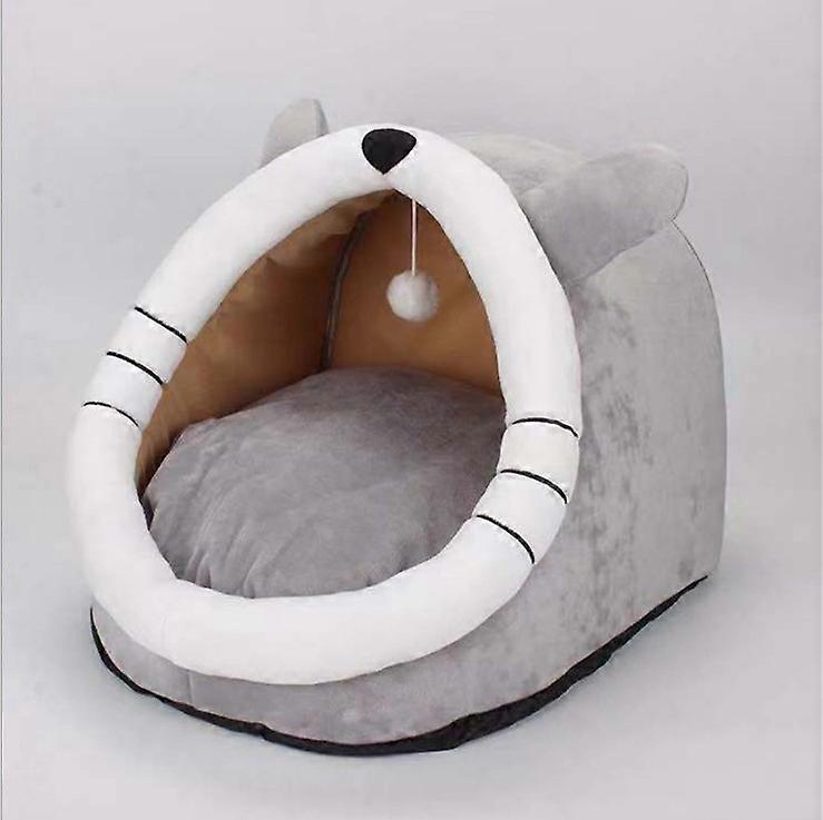 (L-48x45x40cm,Gray Cat)Cat Bed Washable Cave Mat for Small Dog Plush with Removable Bed for Cat and House
