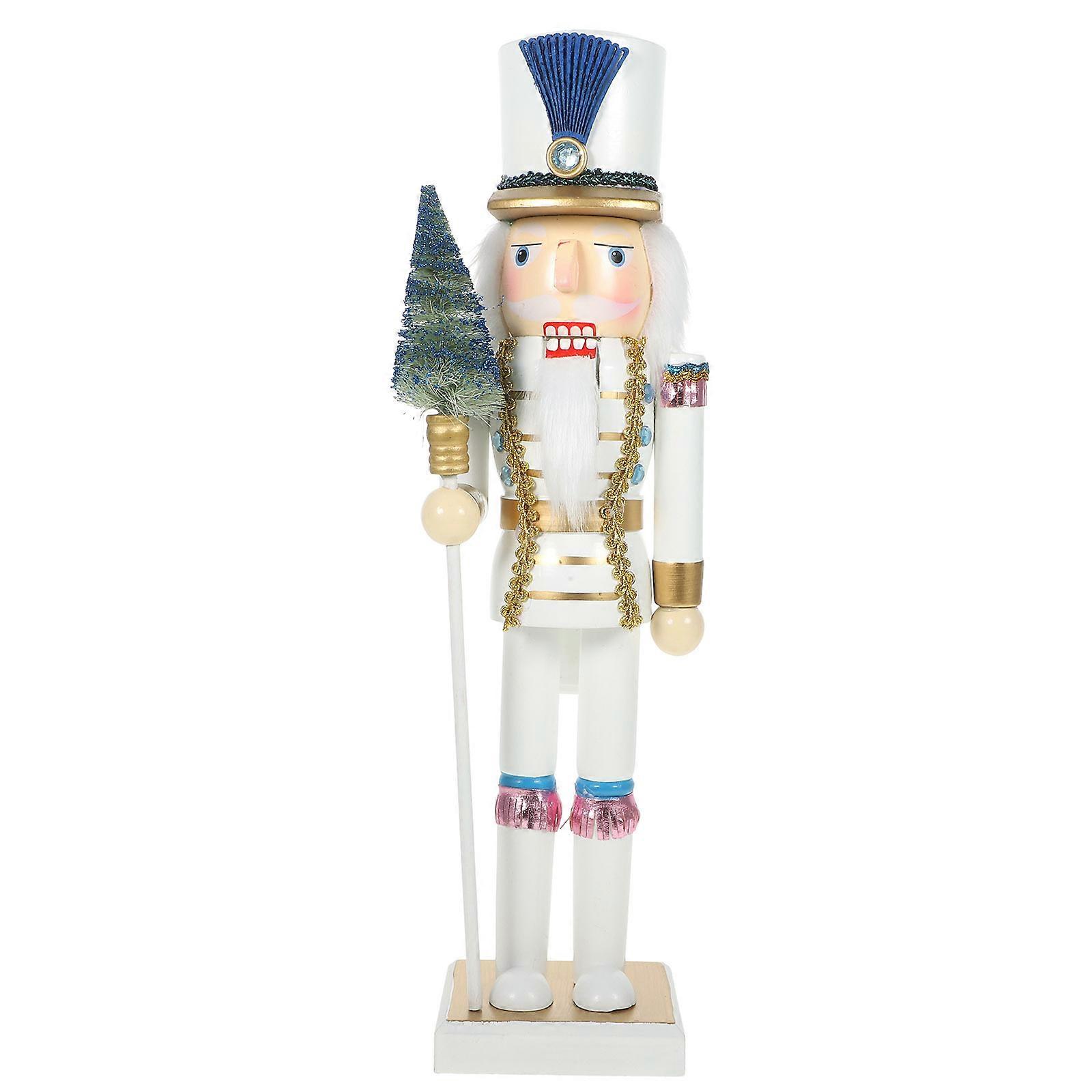 Wooden Nutcracker Festive Christmas Nutcracker Decor Shelves Nutcracker Puppet Soldier Blue