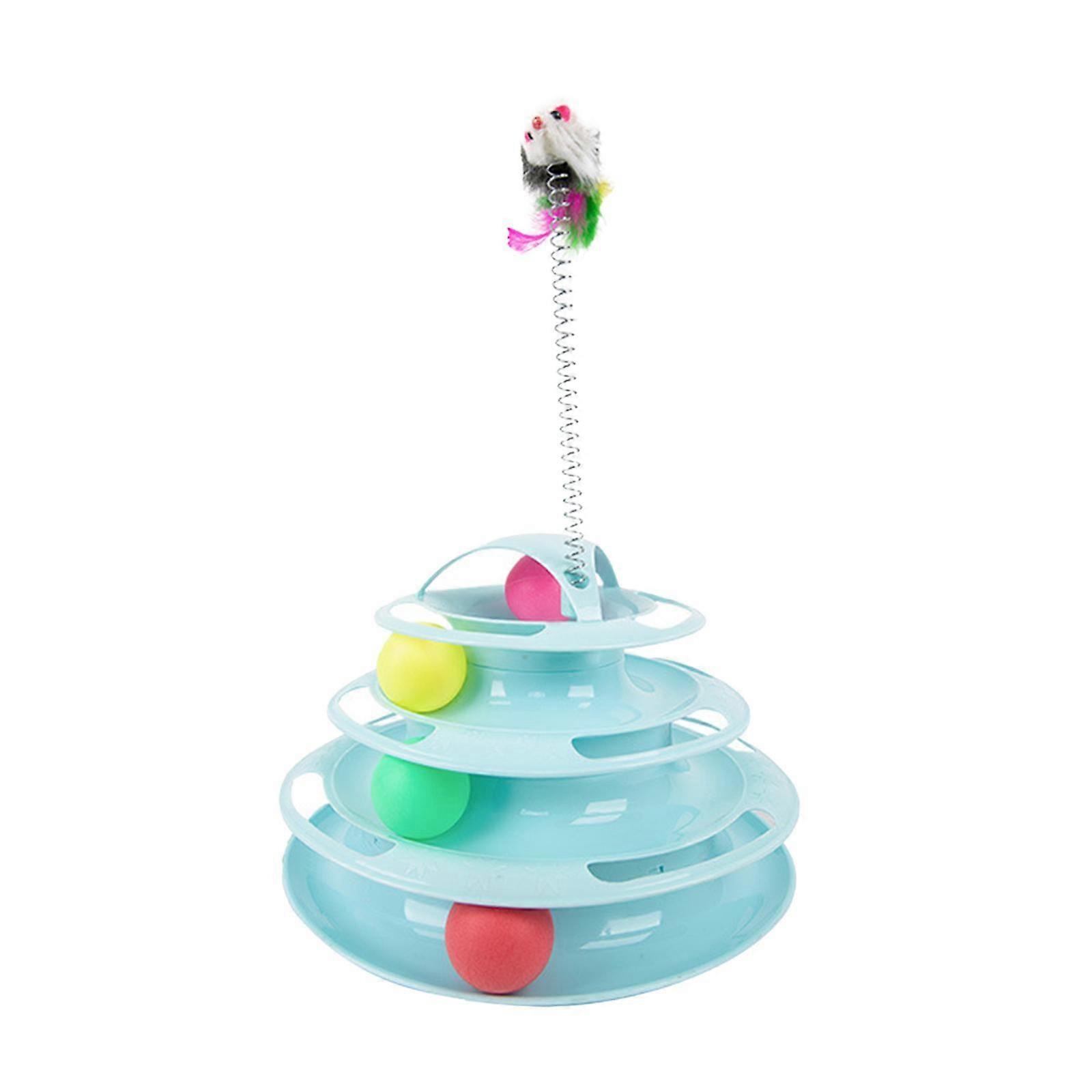 Cat Toy Ball Track for Kitten Cat Tower Toy for Playing Exercise Interaction blue