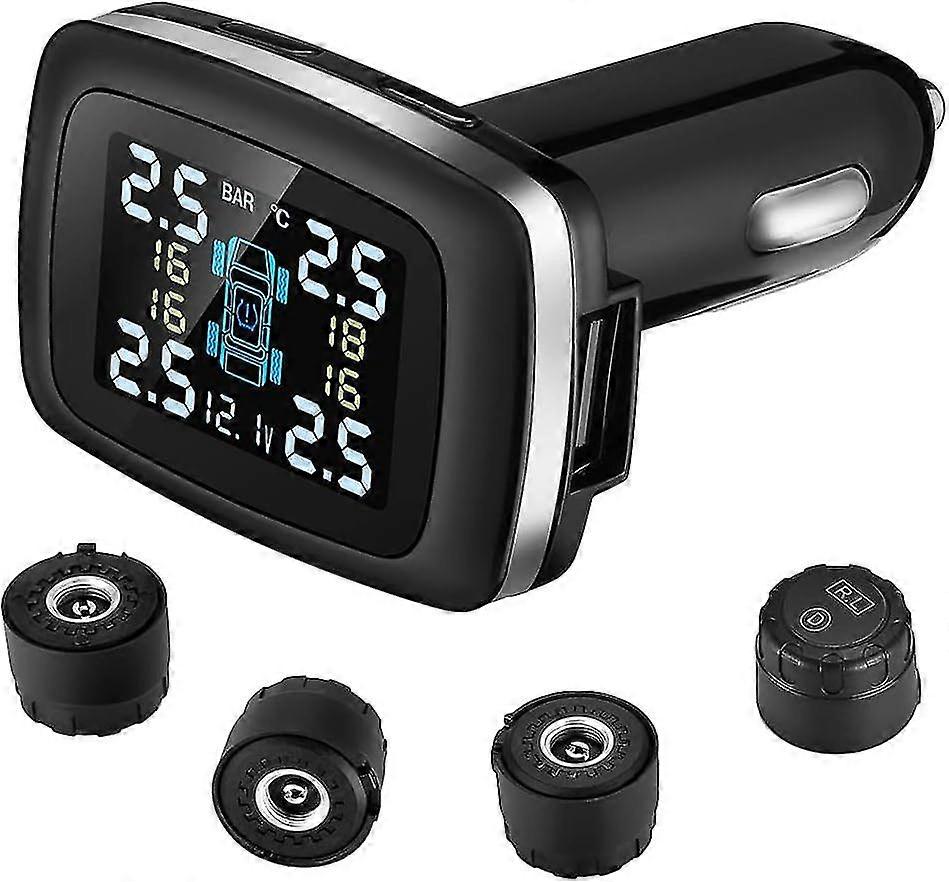 Digital TPMS Car Tire Pressure Alarm System  USB Port Car TPMS Lighter Security Alarm Tire Pressure Systems