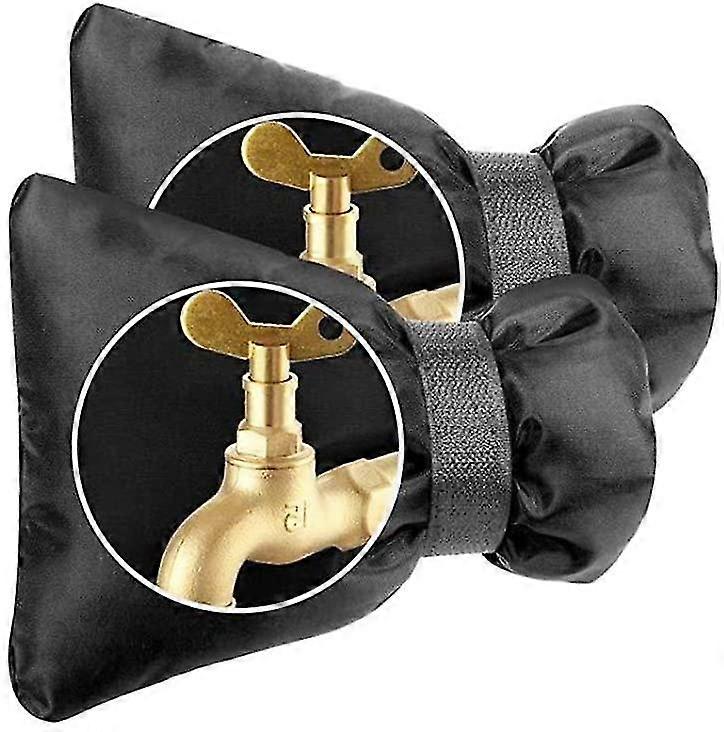 2 Pack παχιά καλύμματα εξωτερικής βρύσης Θερμομόνωση Αντιψυκτικά χειμερινά καλύμματα Black-aisgd