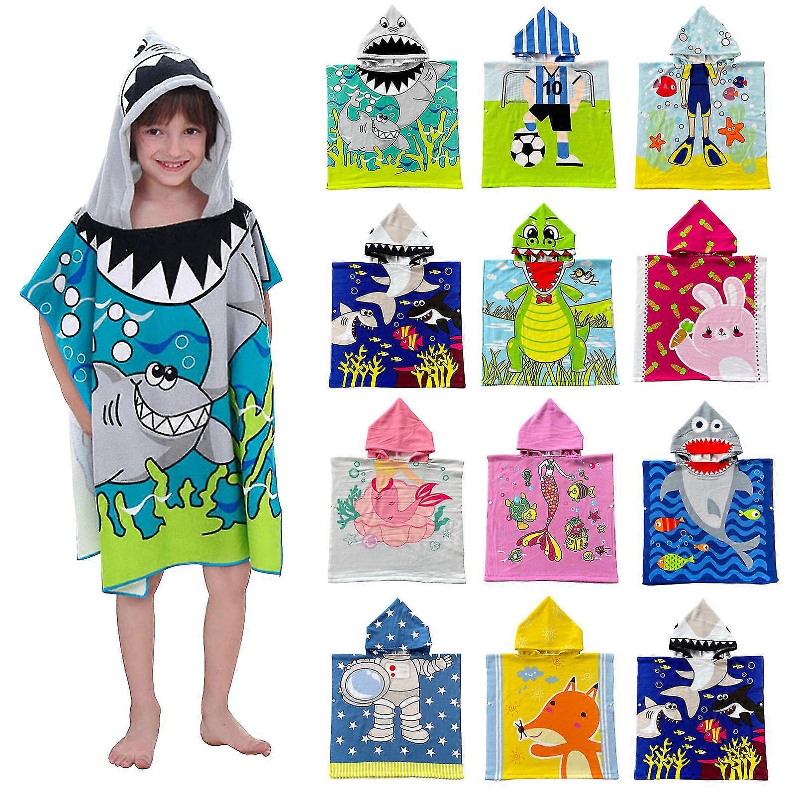 Barn Badrock Hooded Beach Simning Handduk Snabb Torr Badhandduk Flickor Pojkar