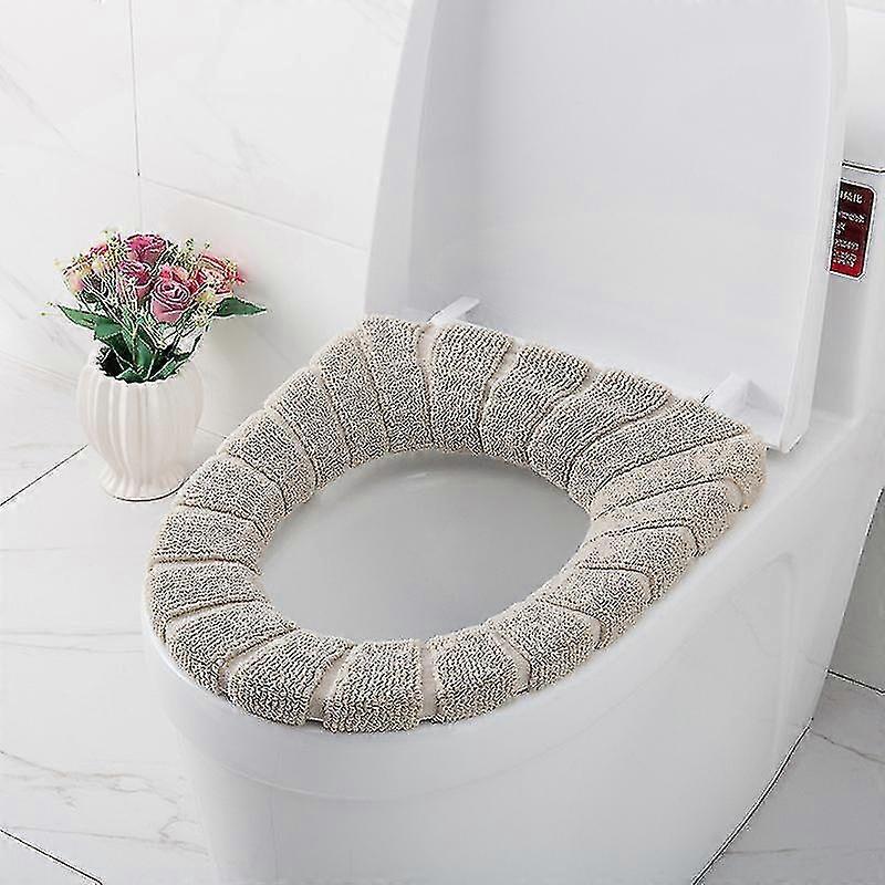 Toilet Seat Bathroom Warmer Warm And Comfortable Soft And Skin-friendly Moisture Absorbent Breathable Flexible Easy To Clean Reusable Khaki