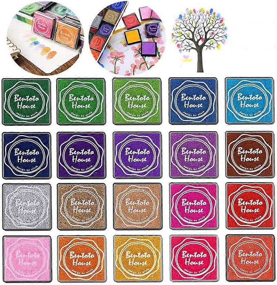 Ink Pad Set, 20 Colors Ink Pad Fingerprint Set For Stamp Partner Color Card