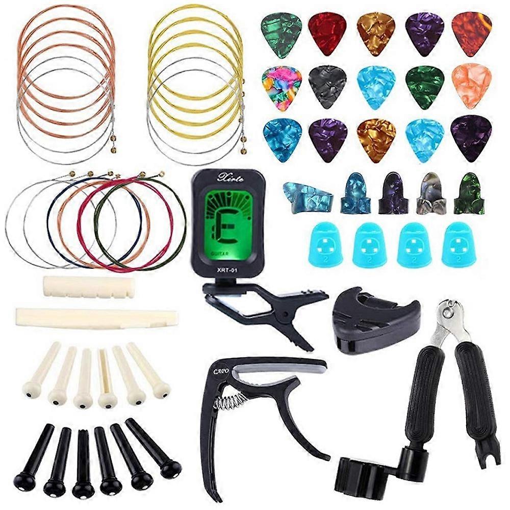 Guitar string set Guitar tuning clip Tuner dial set Guitar playing care tool Guitar multi-function set
