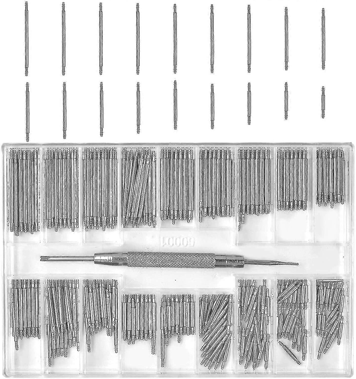 360pcs לצפות במפסי אביב, סיכות רצועה שעון, רצועת שעון ציר 1.5 מ"מ, שעון