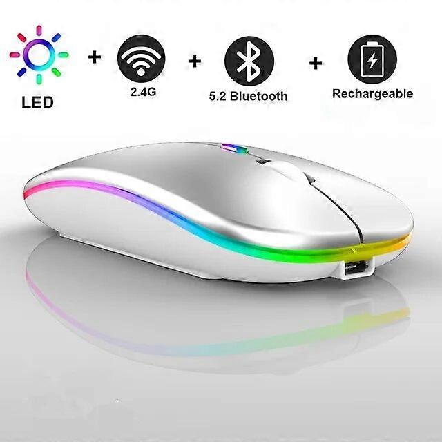 Bluetooth Wireless With USB Rechargeable  RGB Mouse BT5.2 For Laptop Computer PC Macbook Gaming Mouse 2.4GHz 1600DPI Mice & Trackballs