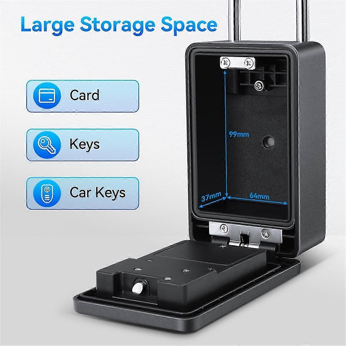 Bluetooth Fingerprint Password Key Lock Box Waterproof Wall Mounted Door Hanging Safe Deposit Box compatible with Management
