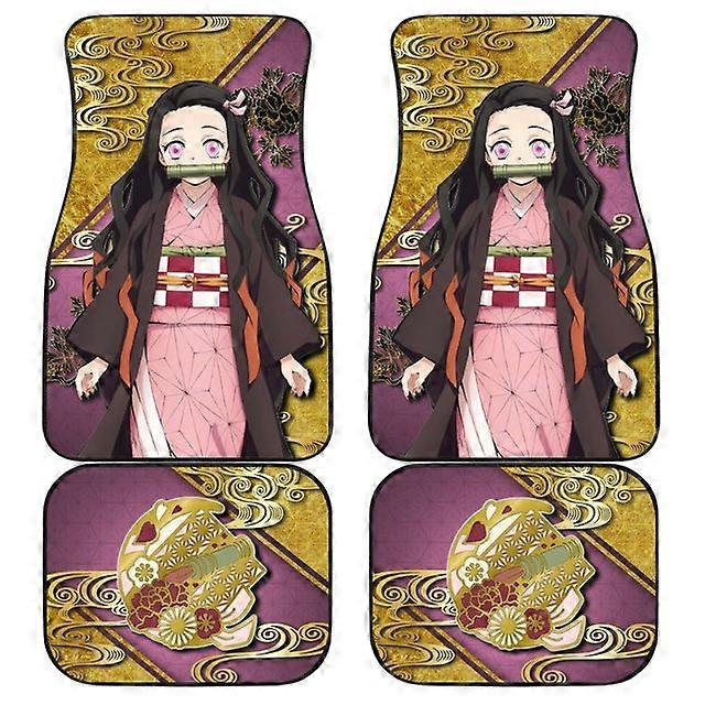 Kamado Nezuko Car Floor Mats Custom Demon Slayer Anime Car Accessories 4PCs Pack