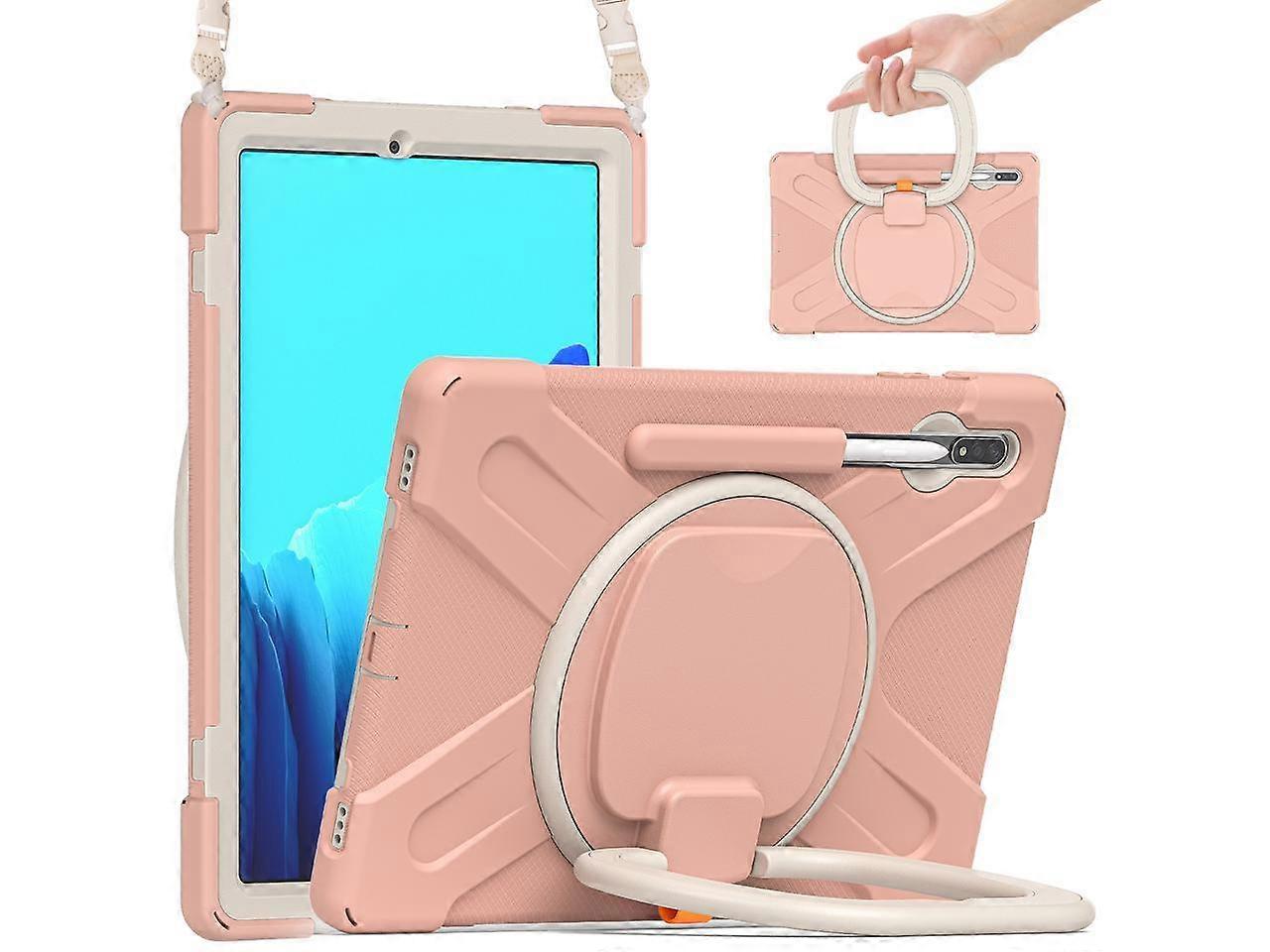 Case for Samsung Galaxy Tab S8 Plus 2022 / S7 Plus 12.4 Inch 2020 SM-X800 SM-X806 SM-T970/T975/T976 with 360 Degree Rotating Handle Stand Bracket Shoc