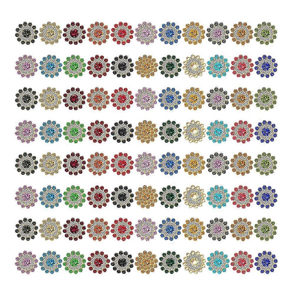 100Pcs Decorative Buttons DIY Flower Shape Clothing Buttons Mixed Color