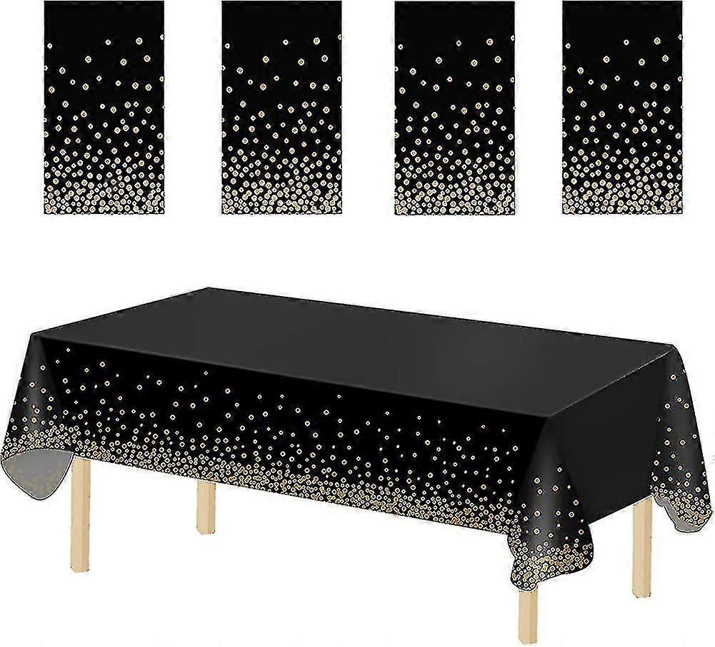 4 Pack Disposable Plastic Tablecloths. Plastic Rectangle Black Dot Tablecloths