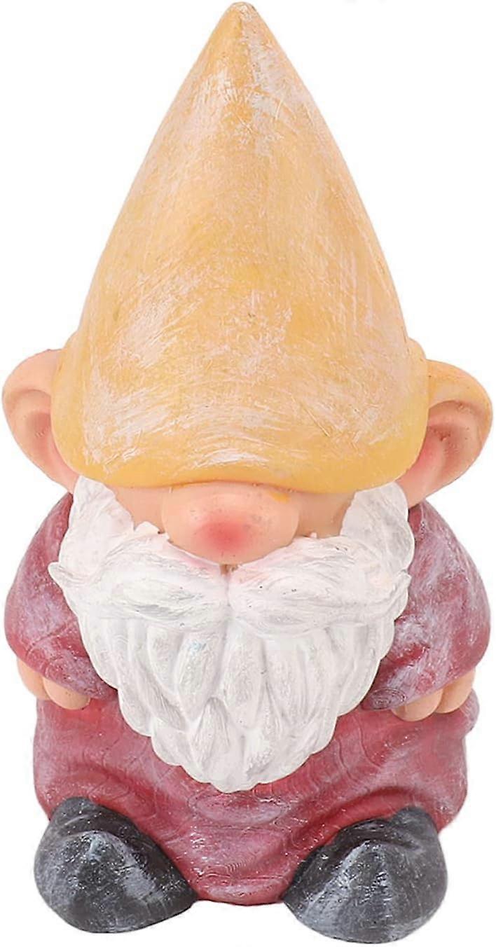Garden Gnome Figurine, Resin Structure with Stable Bottom, Small Compact American Style for Patio (Red Pointed Head)