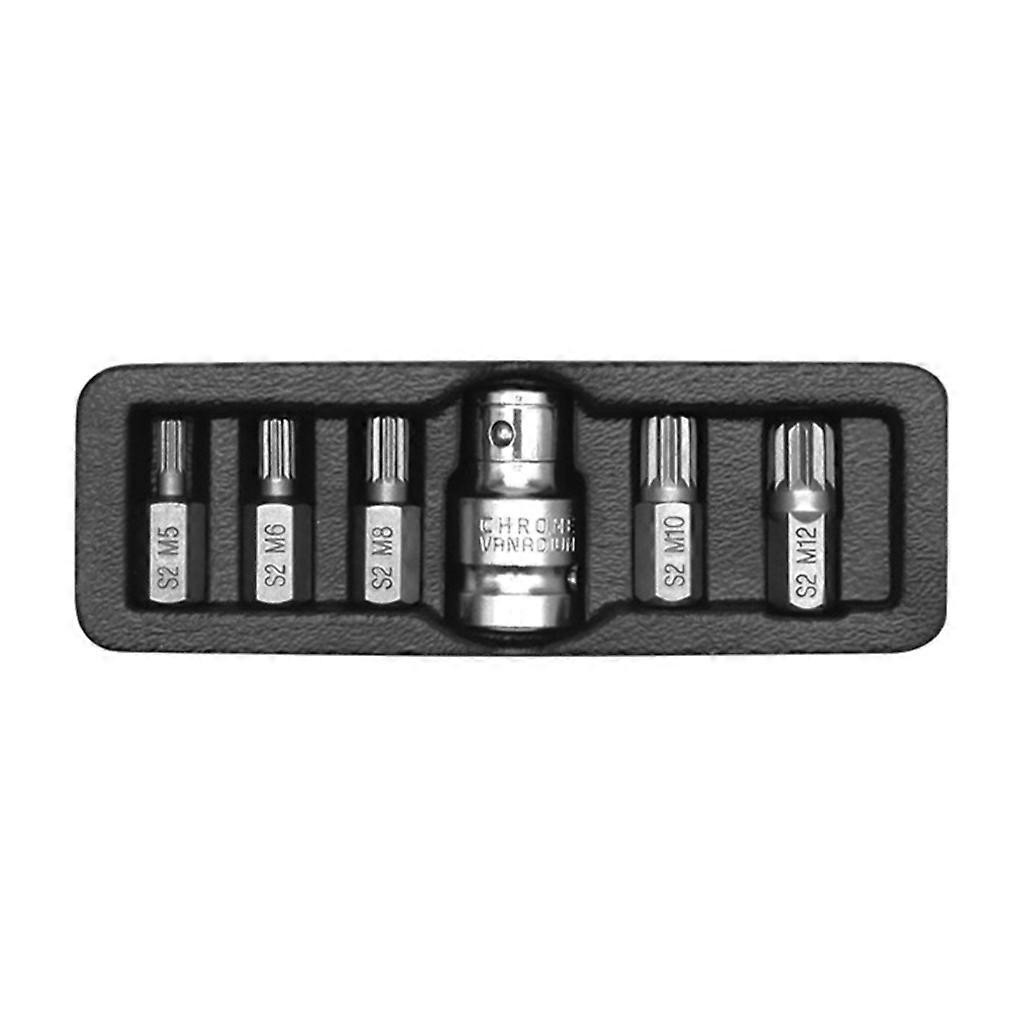 6Pieces/set 12 Point Spline Bit 12 Screwdriver Socket Set 1/2" Drive Socket