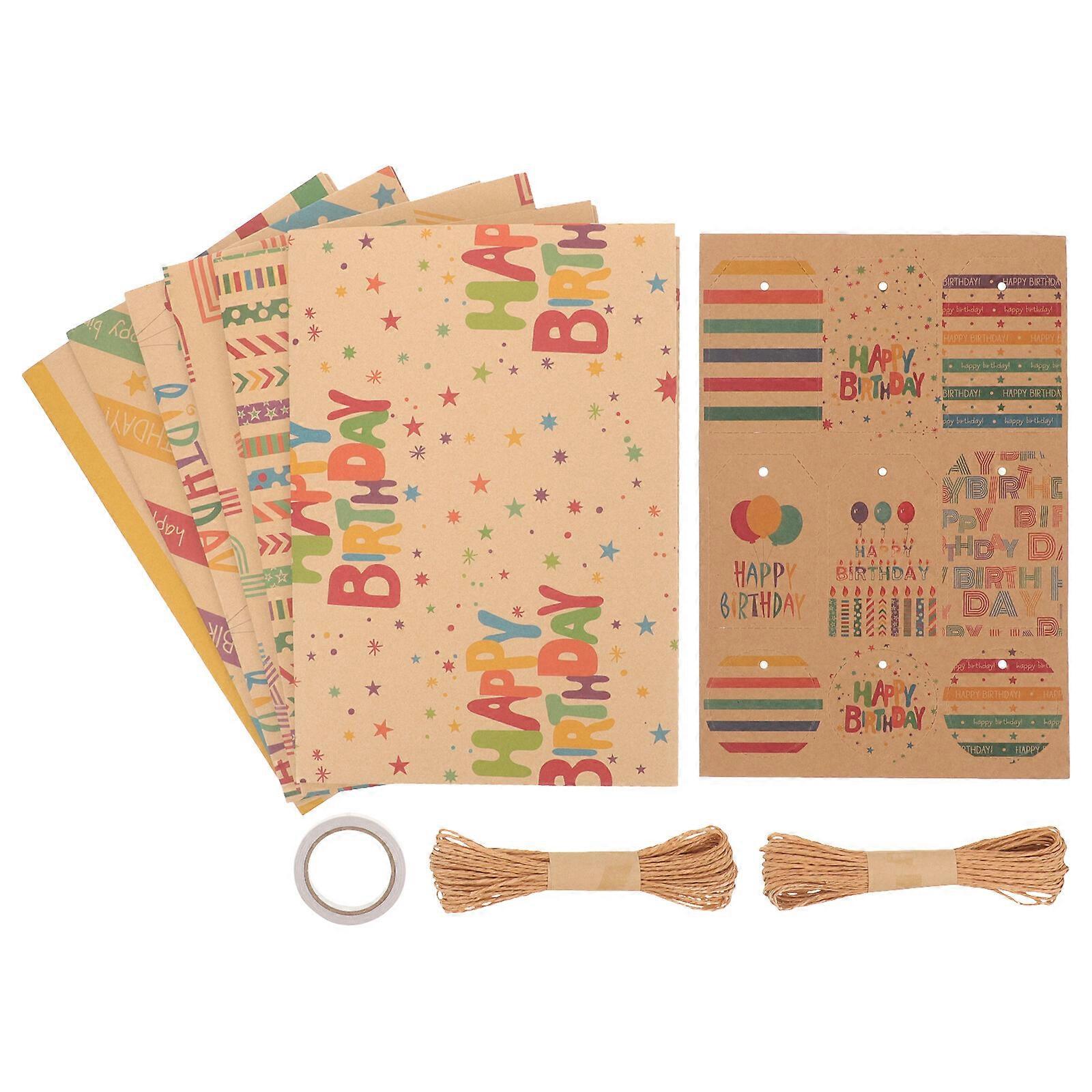 1 Set of Wrapping Paper Gift Boxes Wrapping Paper Birthday Elements Thicken Packing Paper