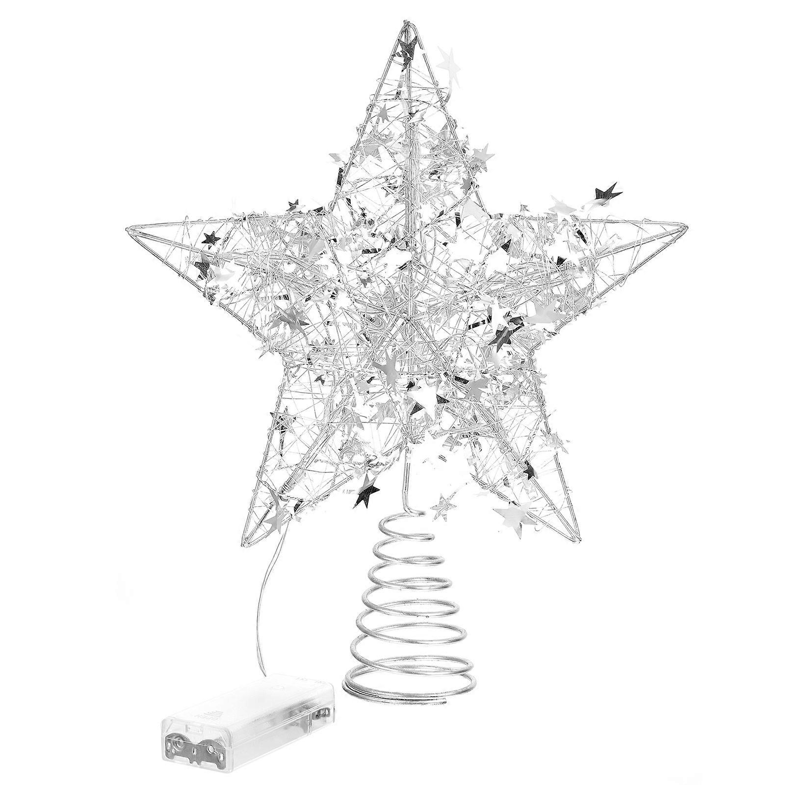 1pc Christmas Tree Topper Luminous Star Shape Treetop Decor for Home Party