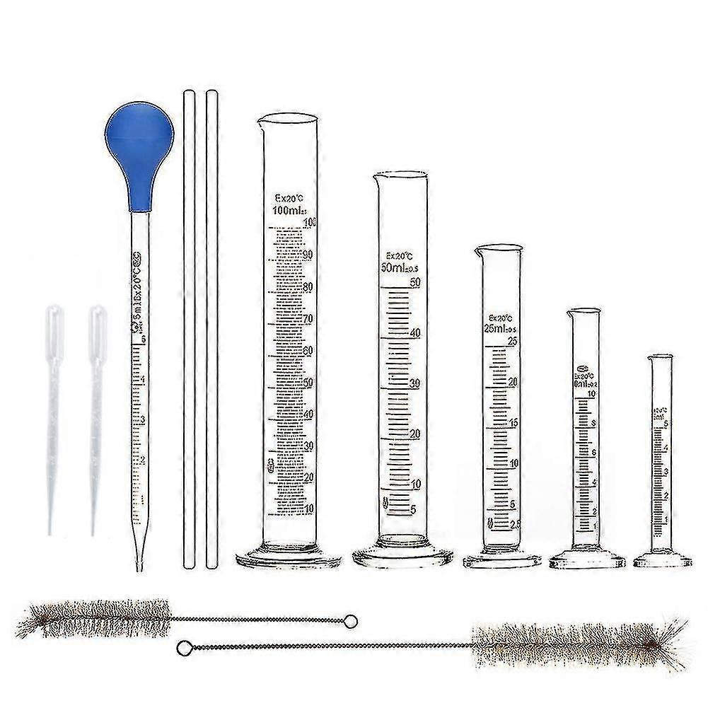 Graduated Cylinder Set,borosilicate Glass Measuring Cylinders In With Pipettes/stirring Rods/clean B